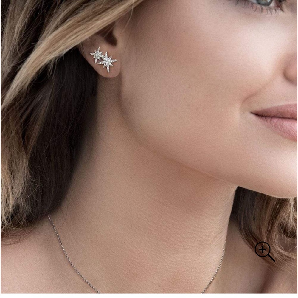 NIB💎 APM Monaco DOUBLE MÉTÉORITES WHITE SILVER STUD EARRINGS
